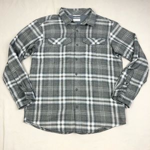 Columbia Mens Omni-Wick Plaid Shirt Large Gray
